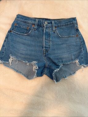 Levis 501 Denim High-Waist Distressed Women’s Shorts
